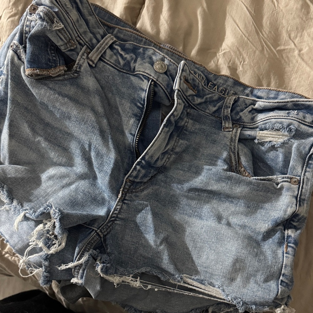 American Eagle Outfitters Light Blue Distressed Denim Shorts